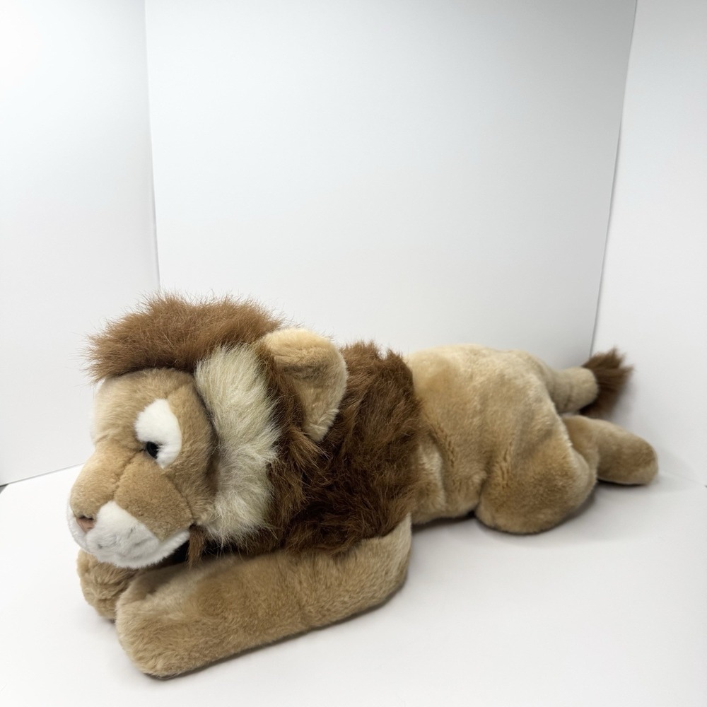 VTG Toys R Us Animal Alley Lion Plush Realistic Beanbag Stuffed Animal 24"